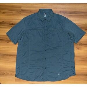 Mens REI Hiking Trail Utility Pocket Button Down Short Sleeve Shirt